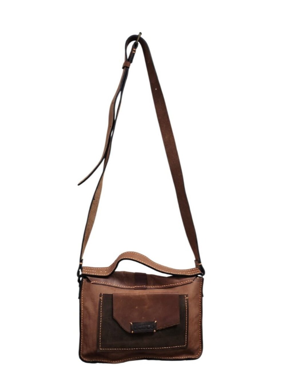 Handmade Genuine Leather Messenger Crossbody Bag Brown Rustic Satchel Unisex - Picture 5 of 16